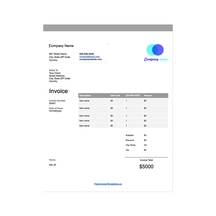 Download Now Google Docs Invoice Template