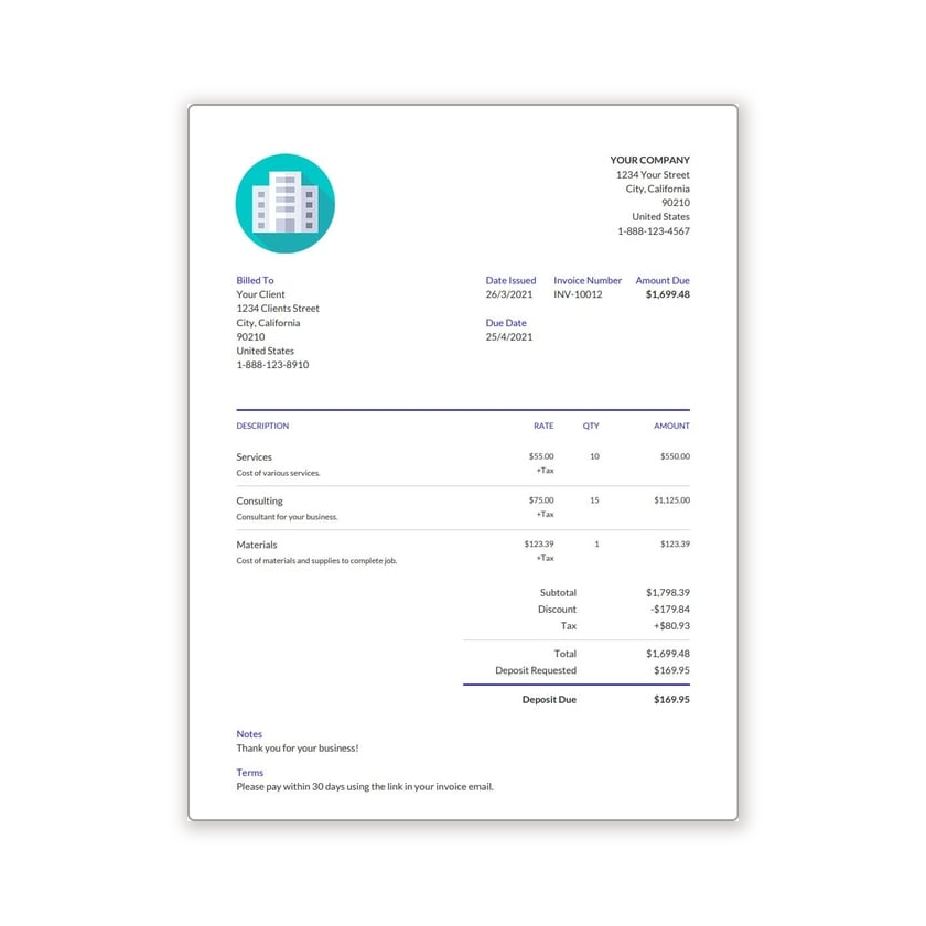 Download Now Simple Invoice Template